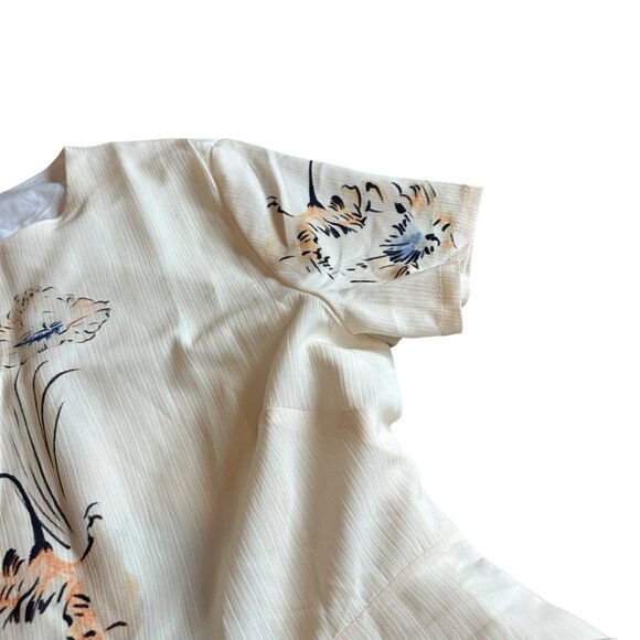 Kaimilan Creamy Ivory Floral Print Dress Knee Length Short Sleeve Size 8 NWT - Picture 3 of 13